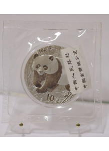 2002 CINA Panda Argento 10 Yuan  1 Oncia Sigillato Da Zecca